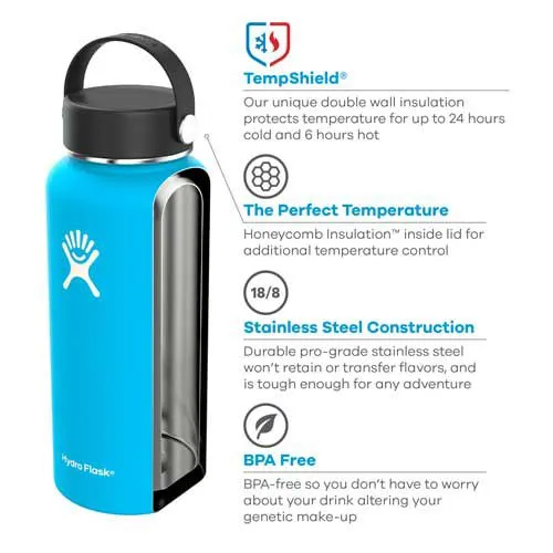 HYDRO FLASK  STANDARD MOUTH Botella térmica con tapa Flex Cap  de 621 ml/21 oz  color Pacifico