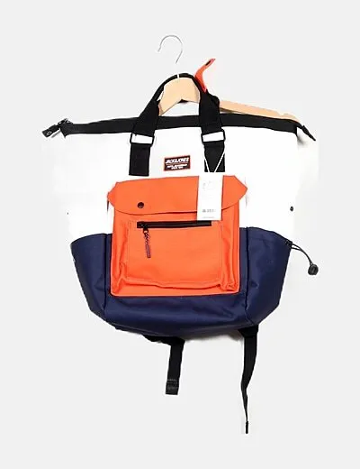 Jack & Jones Mochila tricolor multi bolsillo