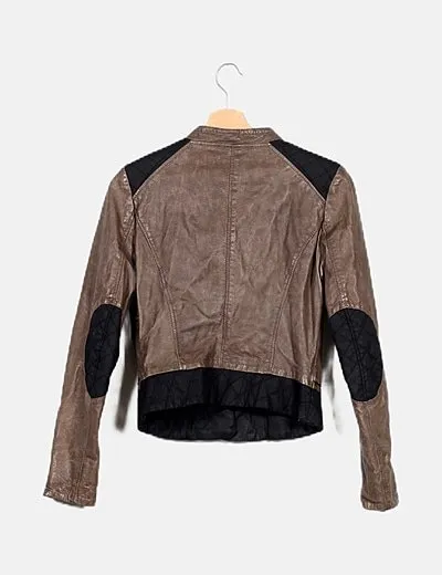 JOFAMA Chaqueta biker marrón combinada