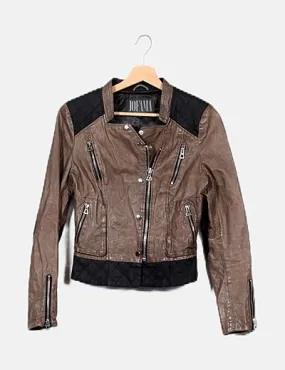 JOFAMA Chaqueta biker marrón combinada