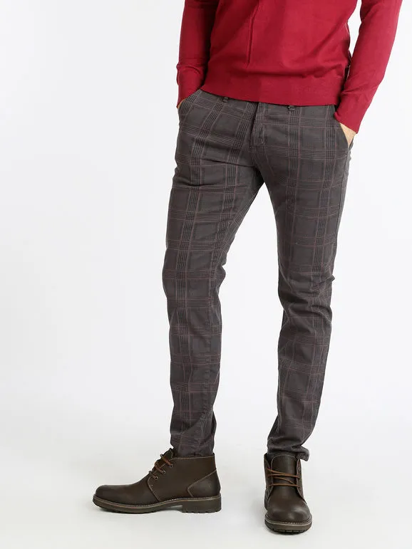 Johnny Looper Pantalón de cuadros de hombre slim fit