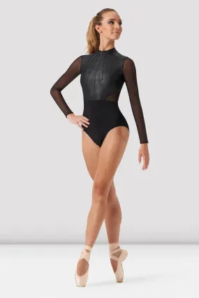 Ladies Arcacia Long Sleeve Leather Look Leotard