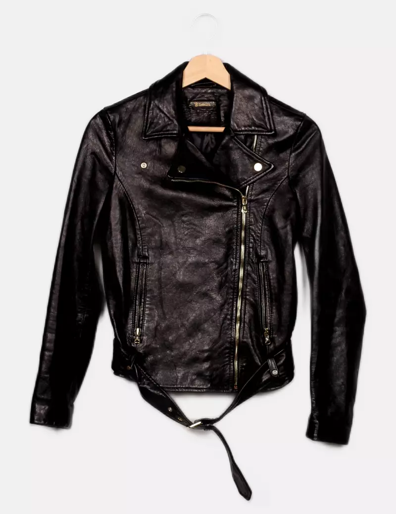 Massimo Dutti Chaqueta biker Piel