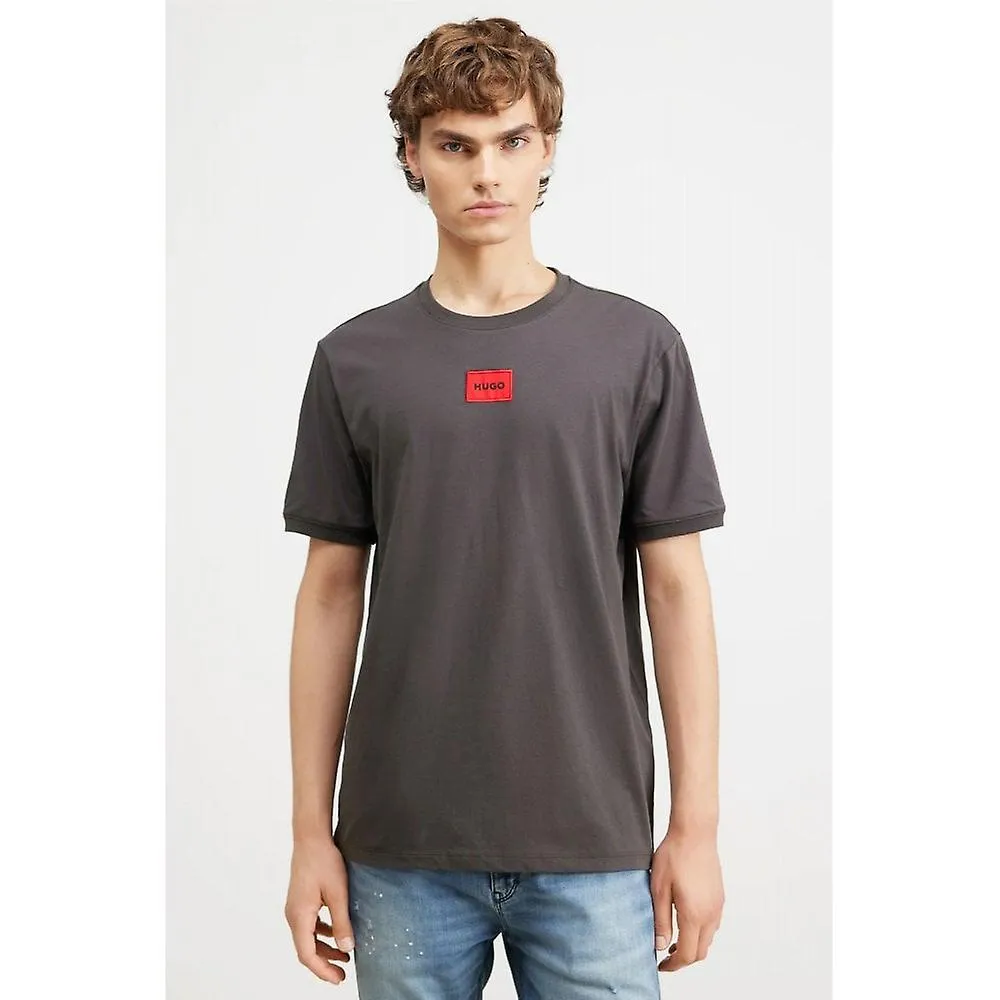 Men's Hugo Boss 50447978 Diragolino Red Box Logo Half Sleeve T-shirt - Charcoal