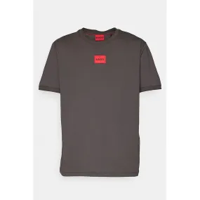 Men's Hugo Boss 50447978 Diragolino Red Box Logo Half Sleeve T-shirt - Charcoal