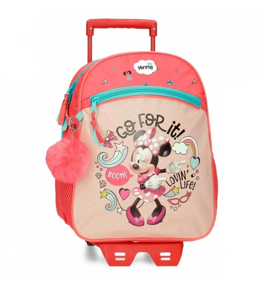 Mochila Minnie Lovin Life 33cm con carro rosa