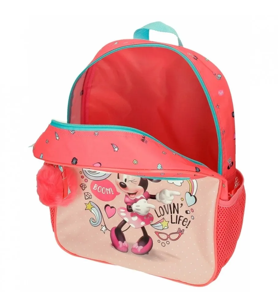 Mochila Minnie Lovin Life 33cm con carro rosa