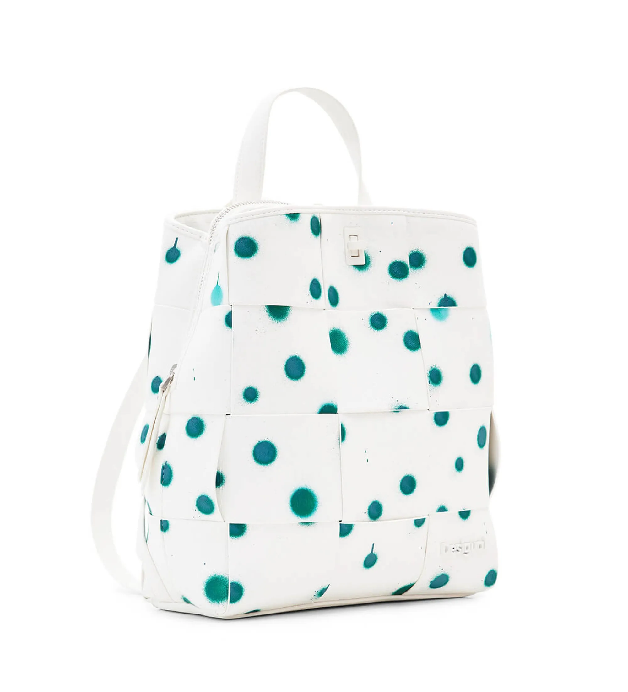 Mochila trenzada gotas blanco