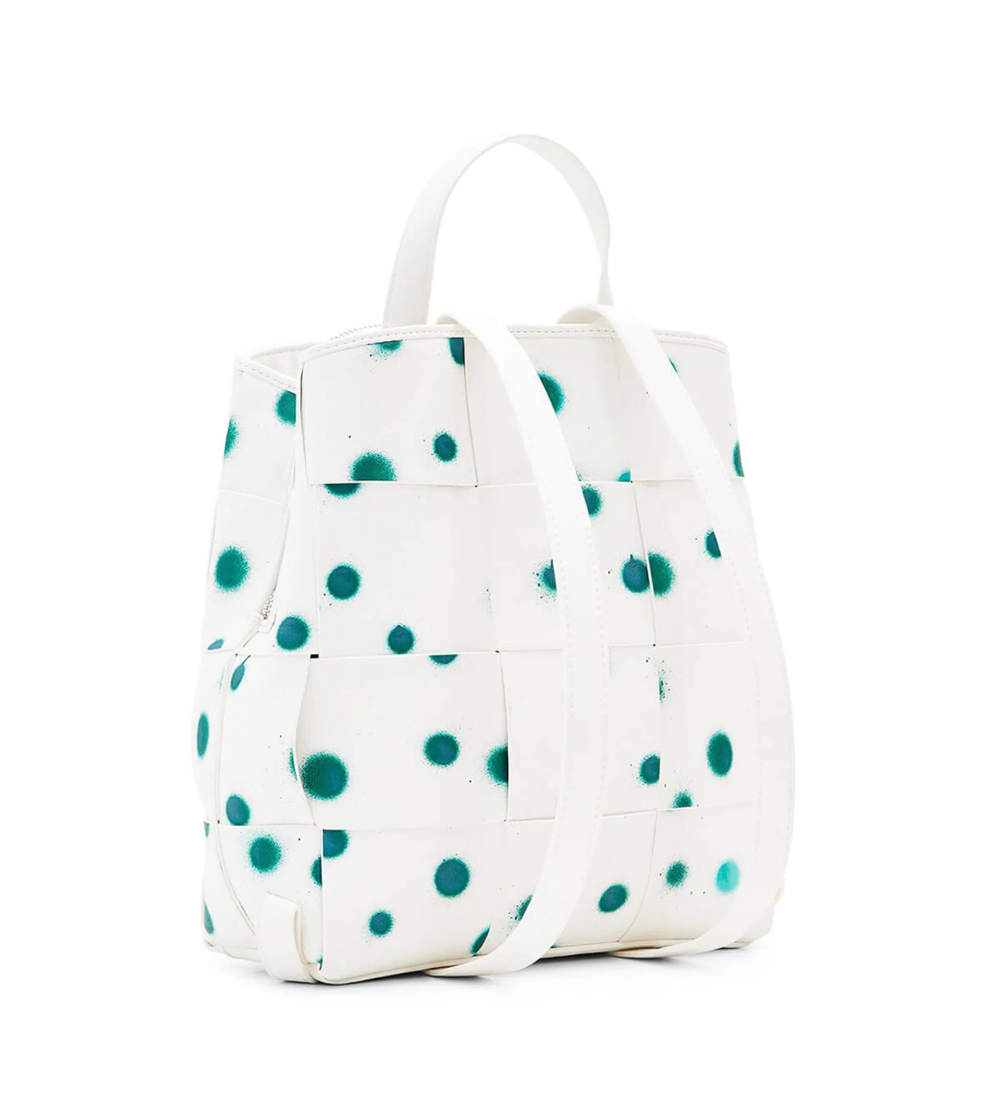 Mochila trenzada gotas blanco