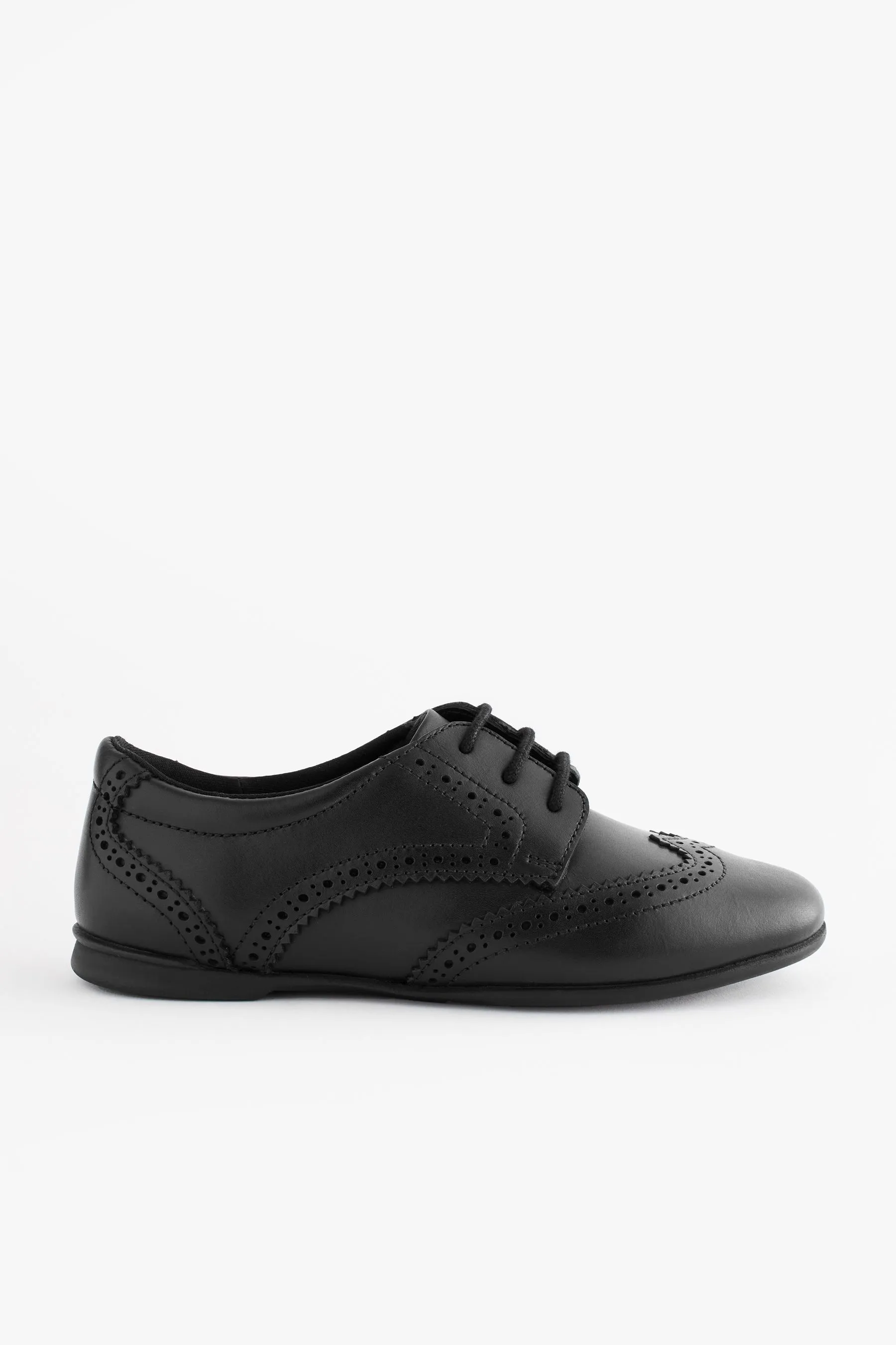 Negro mate - Zapatos escolares Oxford de cuero con cordones