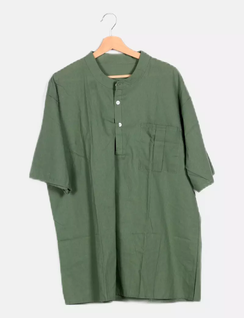 NoName Camisa verde bolsillo