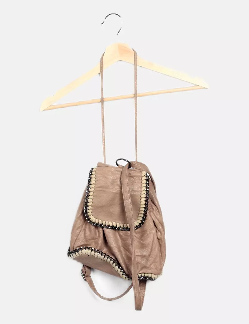 NoName Mochila beige texturizada combinada