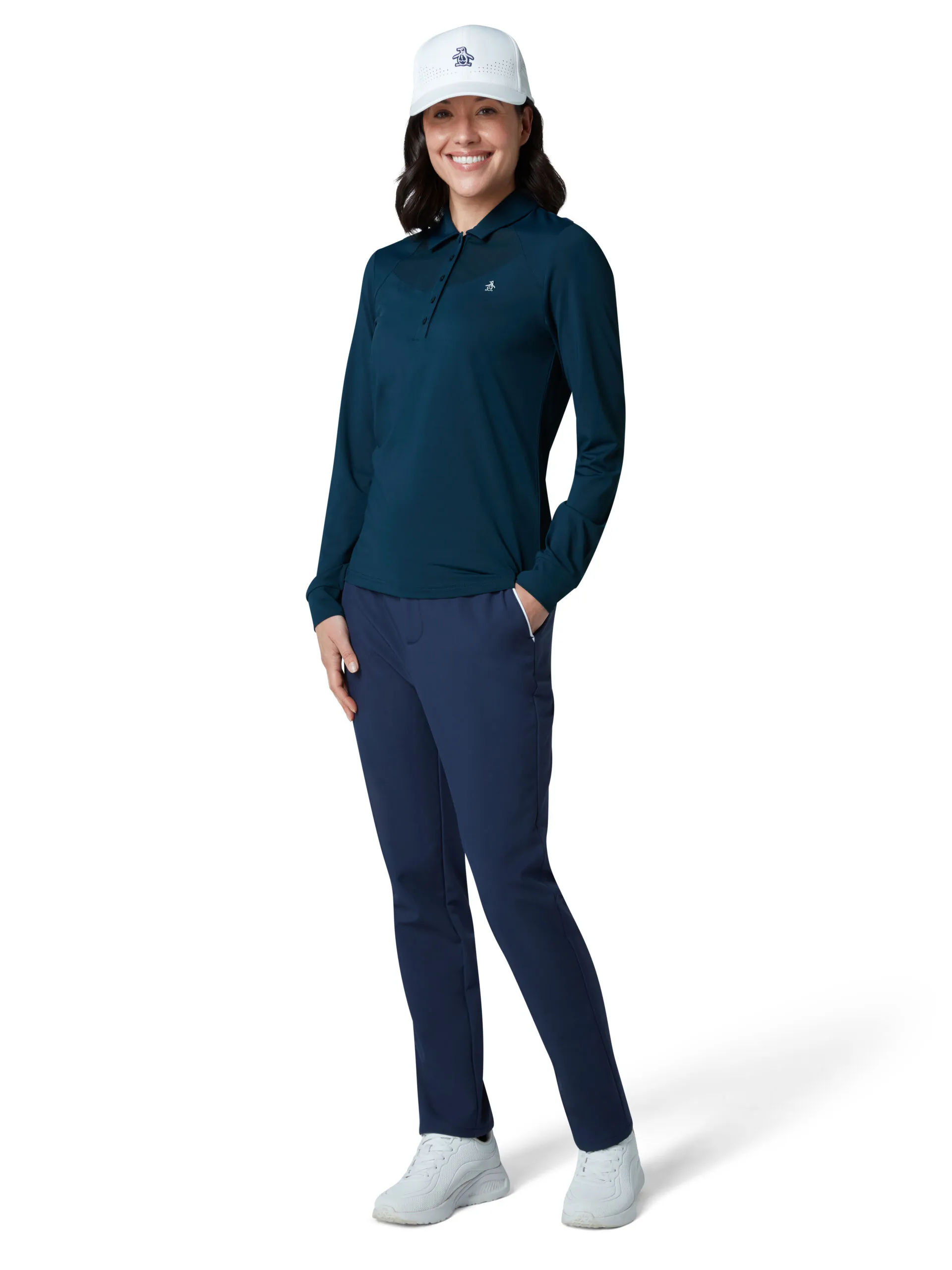 Original Penguin Golf Long Sleeve Polo Powermesh Damen