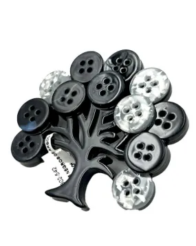 ORIGINALES BROCHES NEGROS DE ARBOL DE LA VIDA CON BOTONES