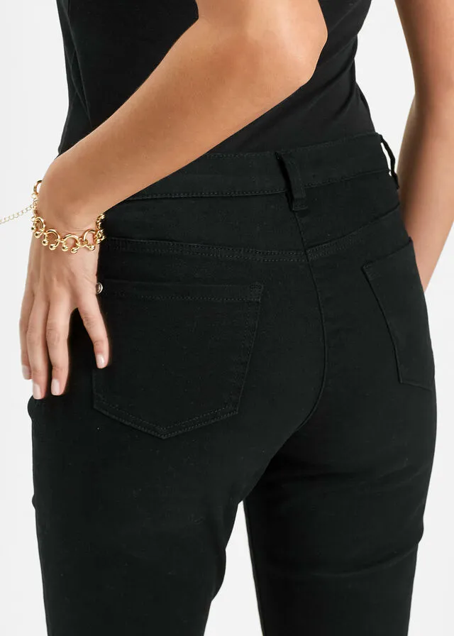 Pantalón elástico tipo capri Negro