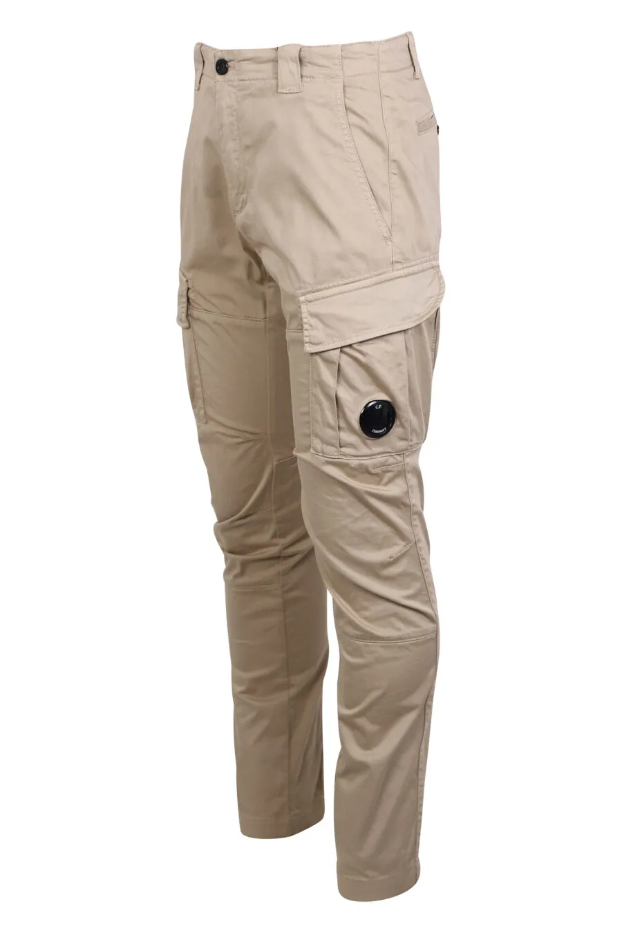 Pantalón marron claro cargo con minilogo circular