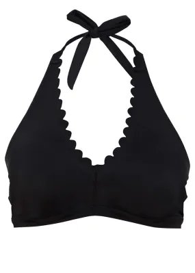 Parte superior de bikini al cuello de poliamida reciclada Negro