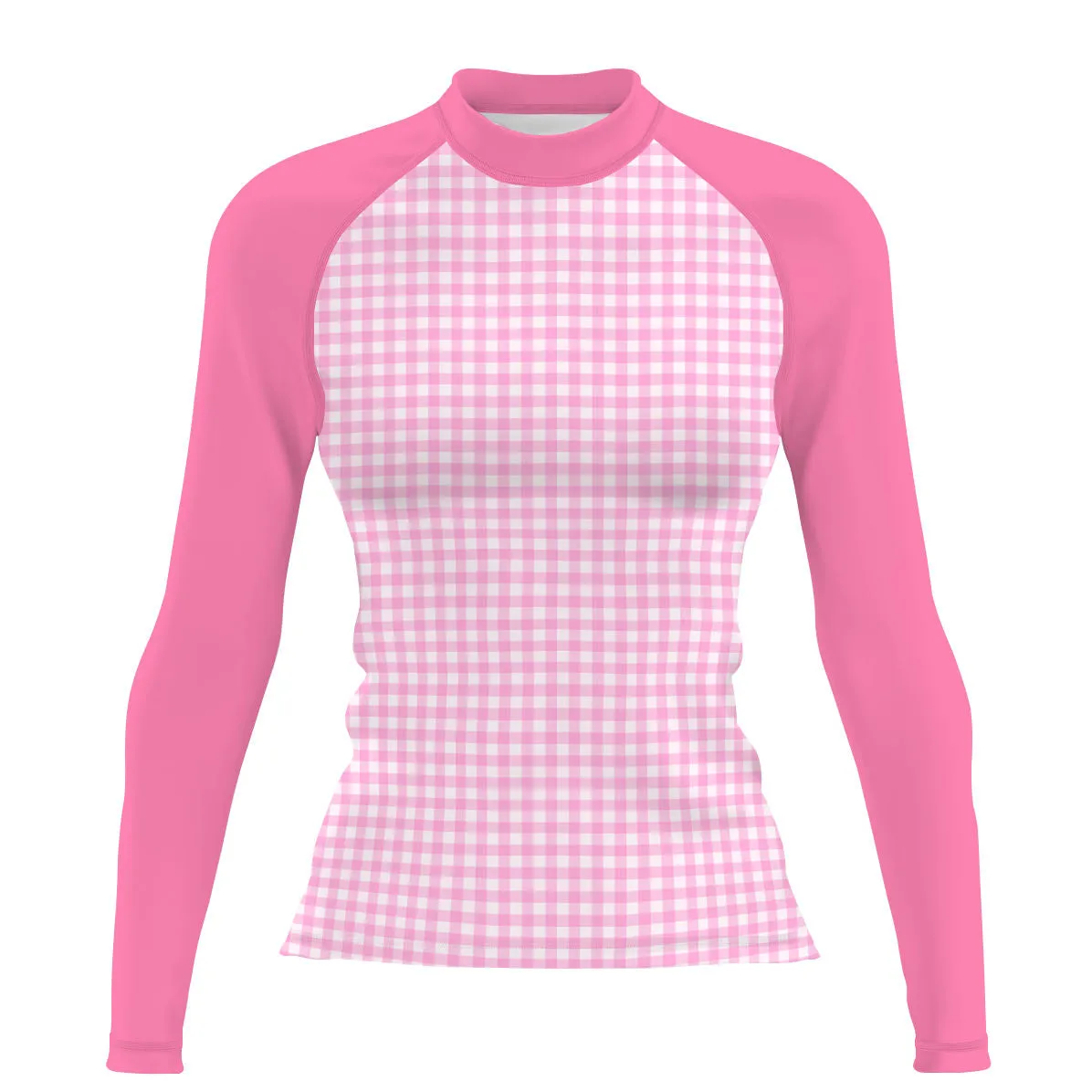 Pink Plaid - Women's Surf UPF50+ Long Sleeve Rash Guard