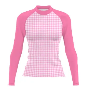 Pink Plaid - Women's Surf UPF50+ Long Sleeve Rash Guard