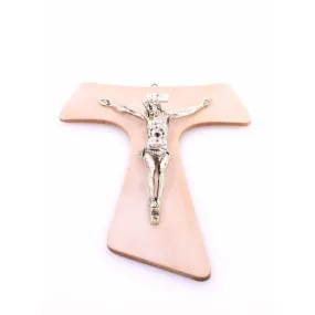 Religión Cristo Crucificado TAO Metal Cruzar Cuero Real Marfil A Mano En Italia