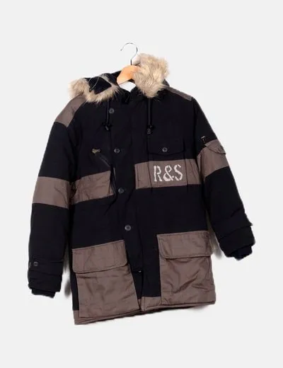 Replay & sons Parka acolchada bicolor capucha