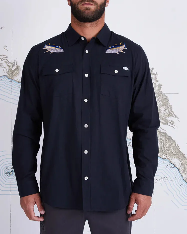 salty crew camisa cortes woven black