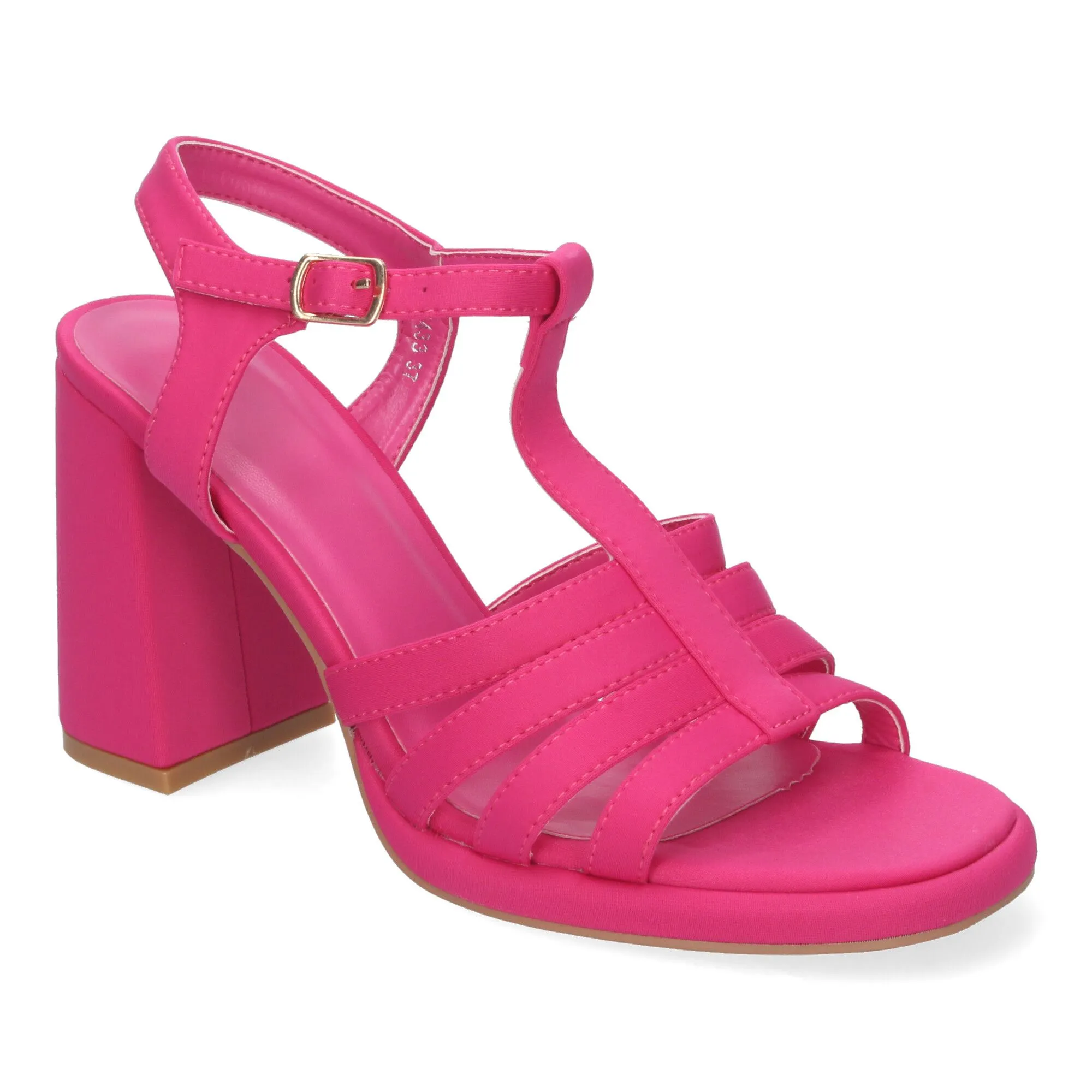 Sandalias de tacón medio de vestir para mujer color fucsia G2433