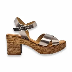 Sandalias Mule Tacón Medio Mujer Piel Plantilla Acolchada 270 Metal, de Amelie