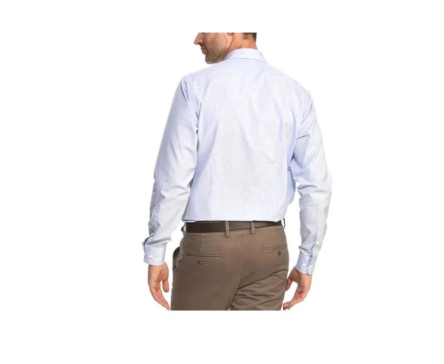 Shirt with white and blue thin checks - MARTIN