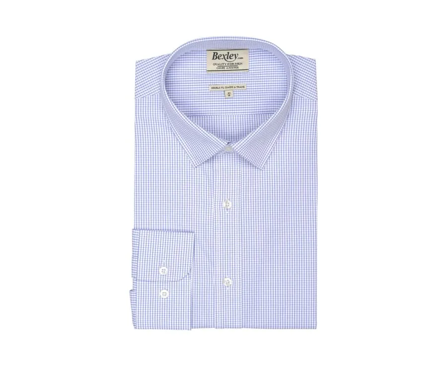 Shirt with white and blue thin checks - MARTIN