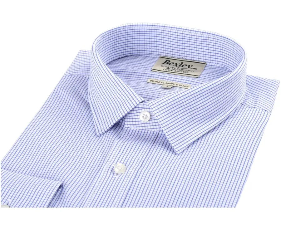 Shirt with white and blue thin checks - MARTIN