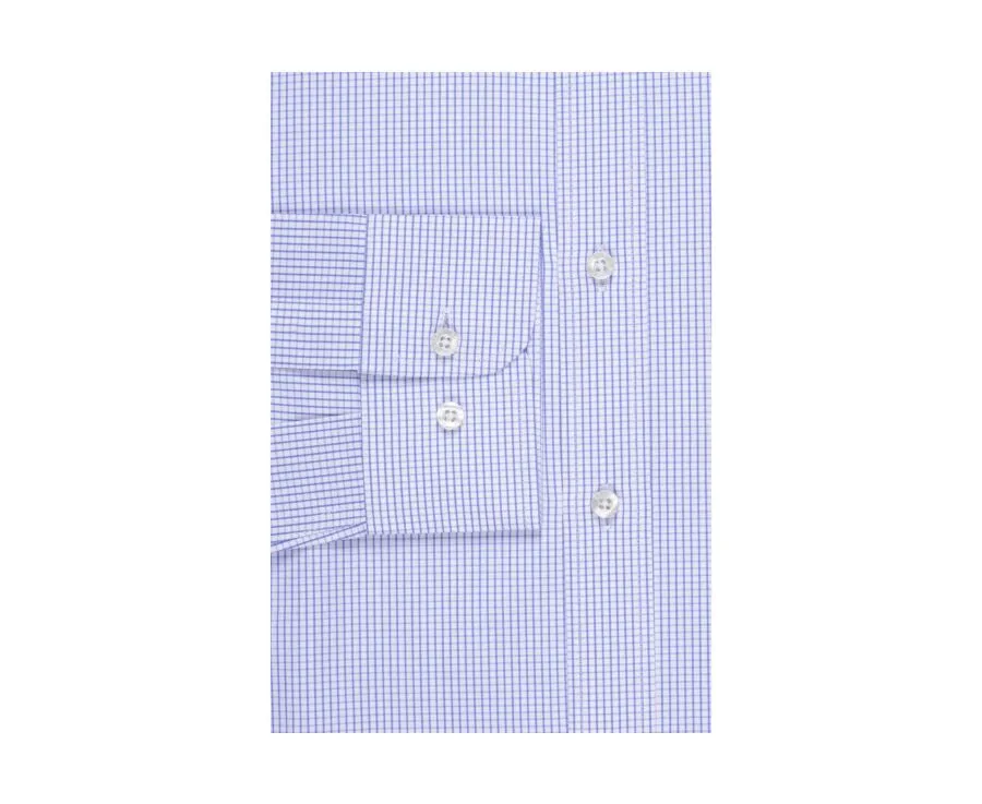 Shirt with white and blue thin checks - MARTIN