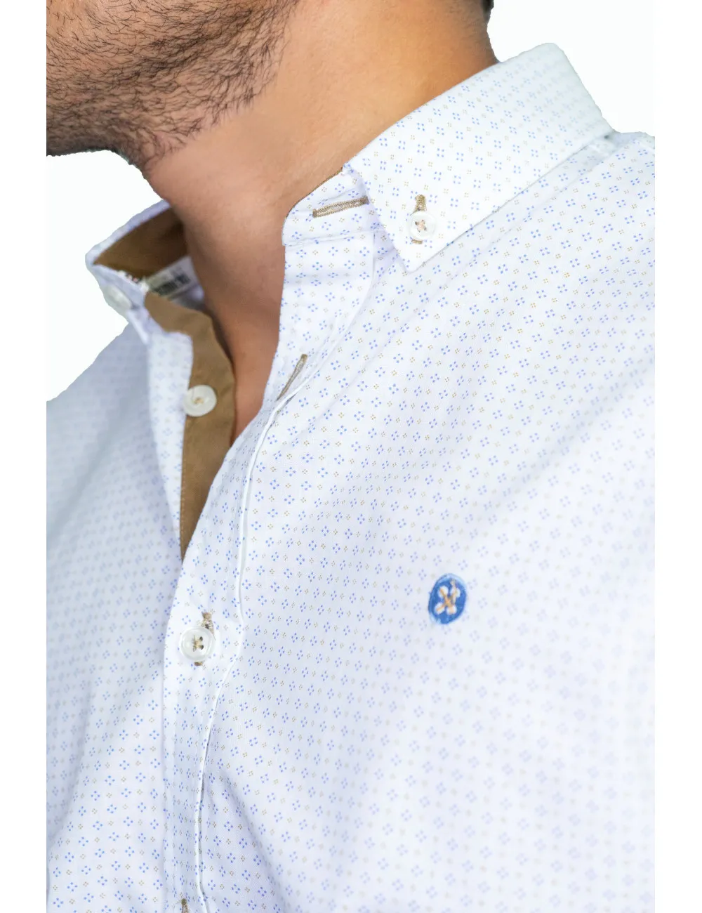 SK 508 C/2  CAMISA BLANCA ESTAMPADA MICRO PATRON