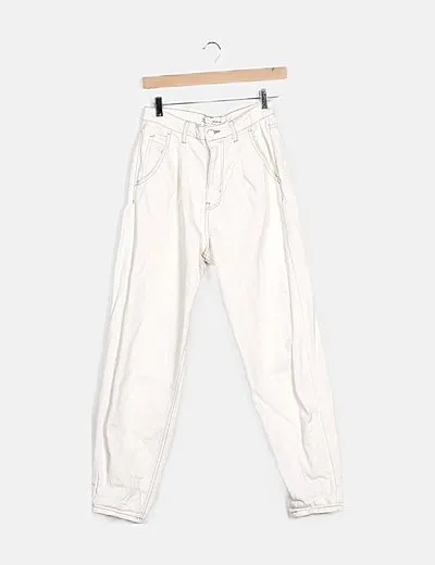 Stradivarius Pantalón blanco denim