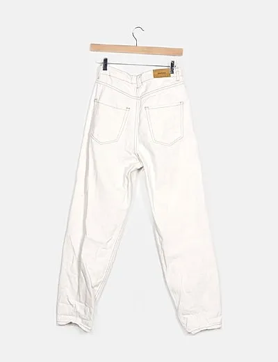 Stradivarius Pantalón blanco denim