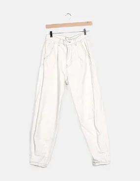 Stradivarius Pantalón blanco denim