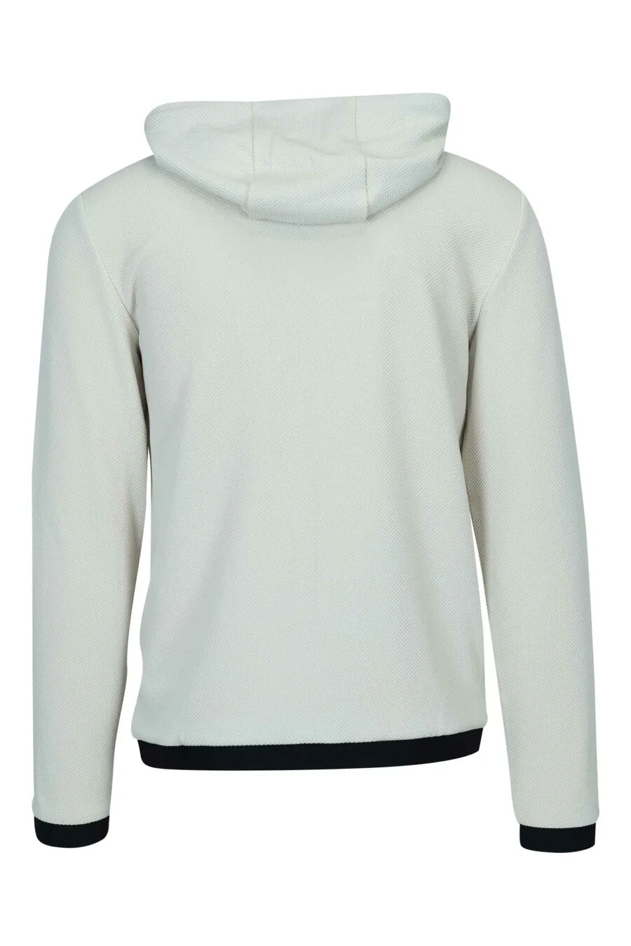 Sudadera beige con capucha con detalles negros y minilogo 