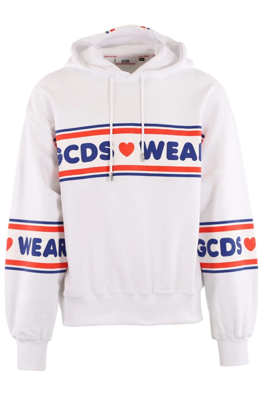 Sudadera blanca con capucha y logo estampado