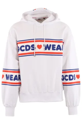 Sudadera blanca con capucha y logo estampado