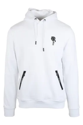 Sudadera blanca con capucha y logo karl en silueta negro