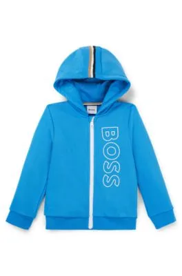 Sudadera con capucha para niños de forro polar con algodón con logo vertical