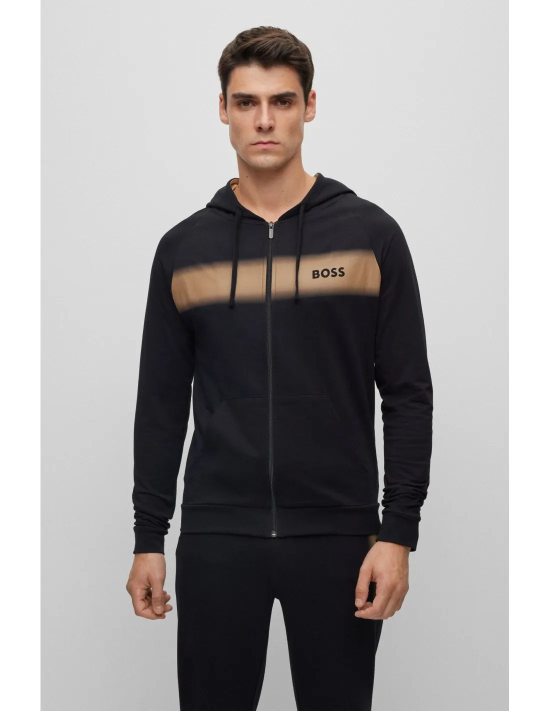 Sudadera con capucha regular fit de algodón orgánico con logo de diseño Boss