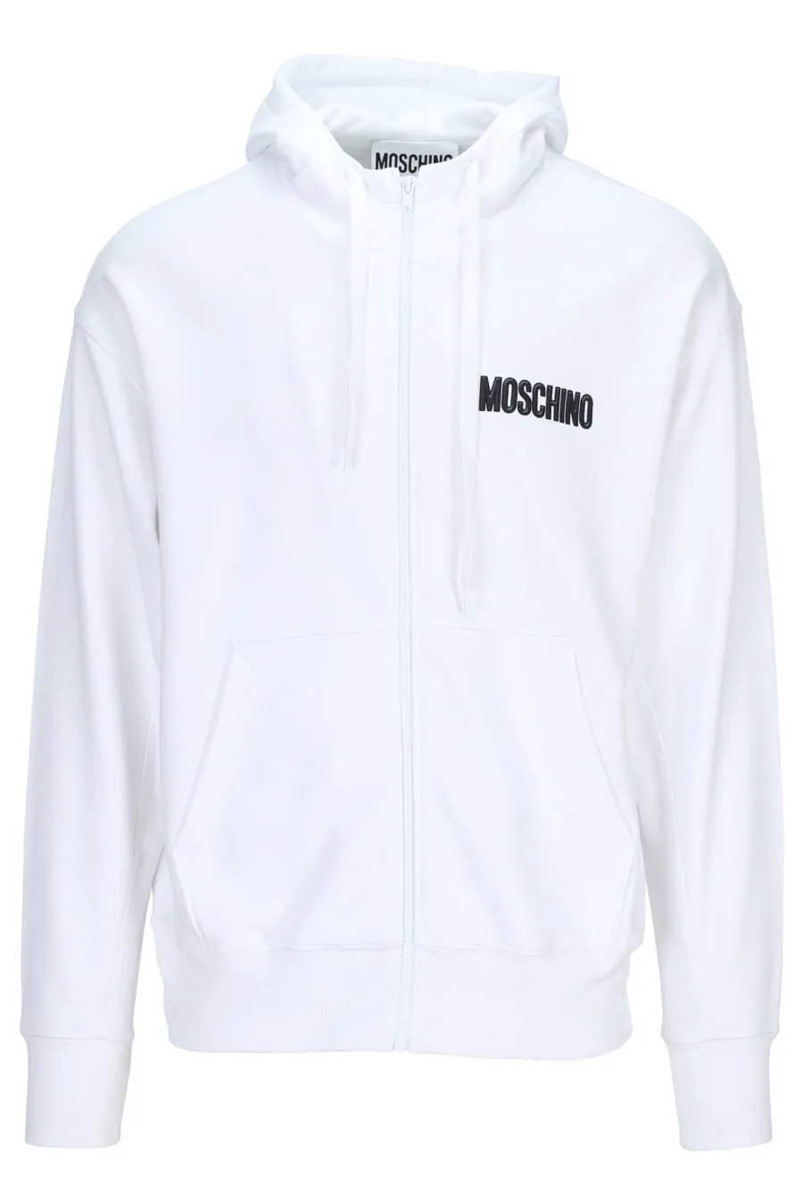 Sudadera de cierre blanca eco con capucha y maxilogo negro 