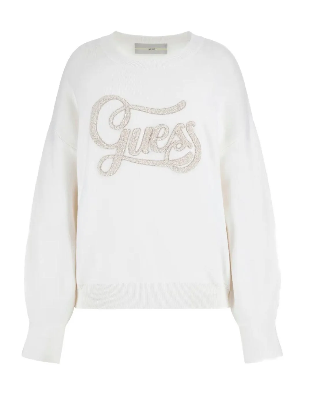 Sudadera Guess Logo blanco sin capucha para mujer