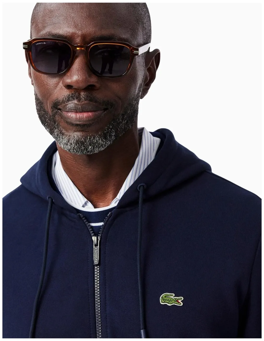 SUDADERA LACOSTE CAPUCHA Y CREMALLERA NAVY