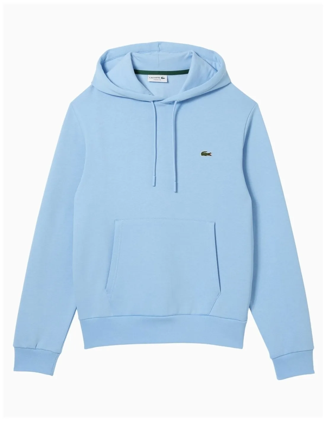 SUDADERA LACOSTE CON CAPUCHA DE FELPA AZUL CLARO