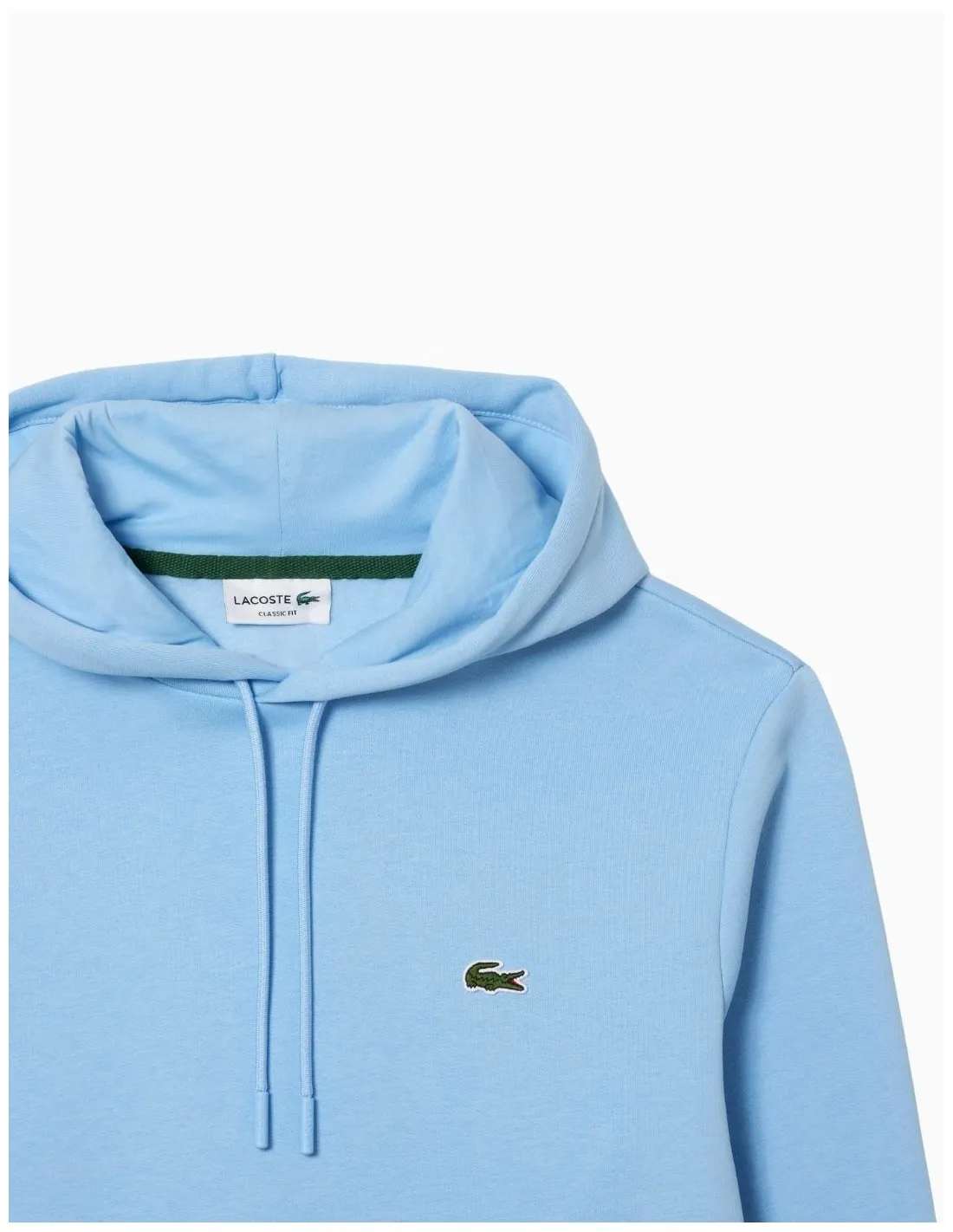 SUDADERA LACOSTE CON CAPUCHA DE FELPA AZUL CLARO