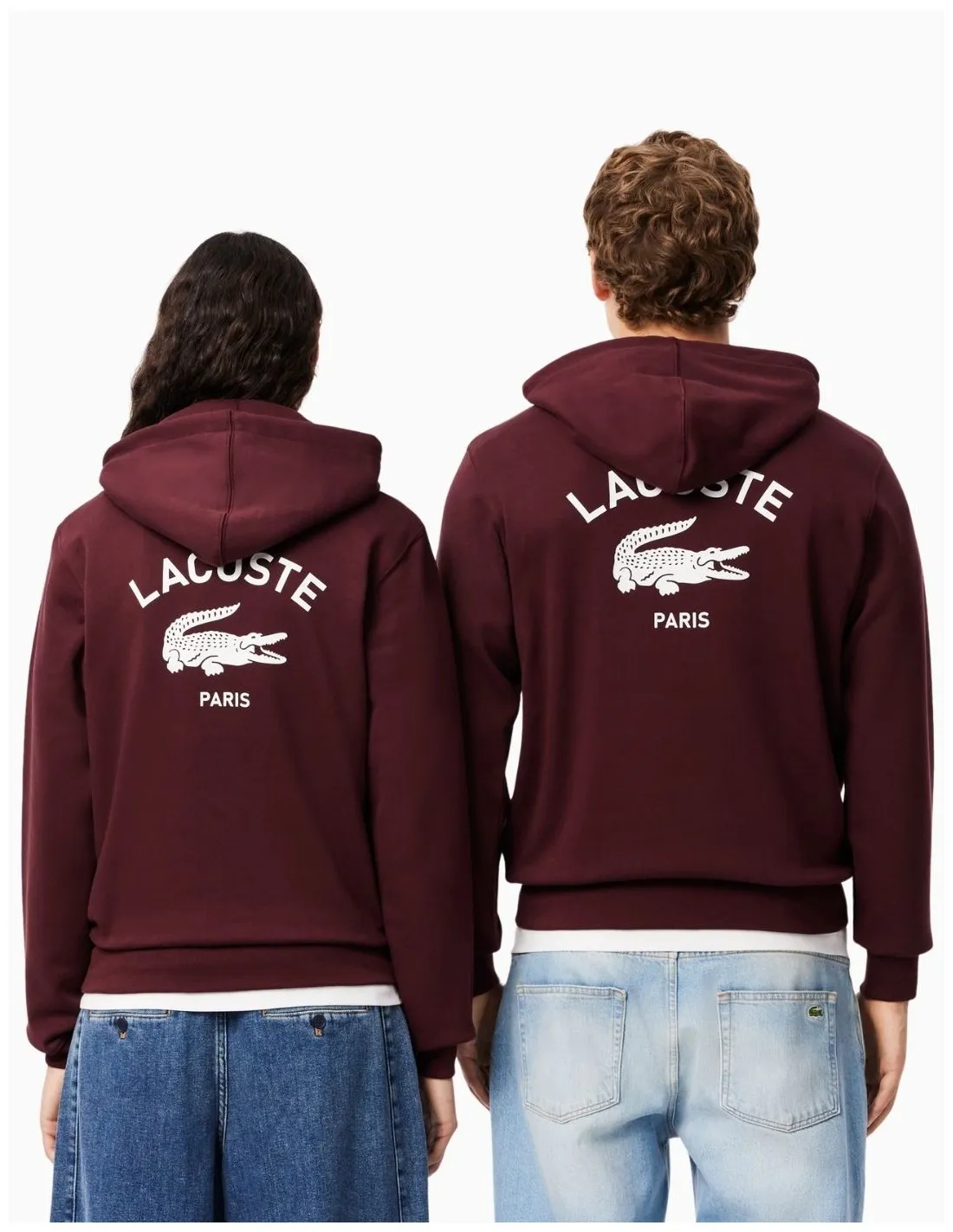 SUDADERA LACOSTE CON CAPUCHA ESTAMPADA BURDEOS