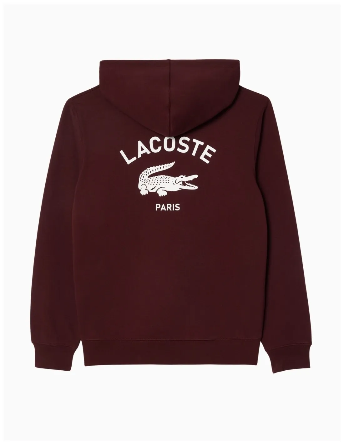 SUDADERA LACOSTE CON CAPUCHA ESTAMPADA BURDEOS