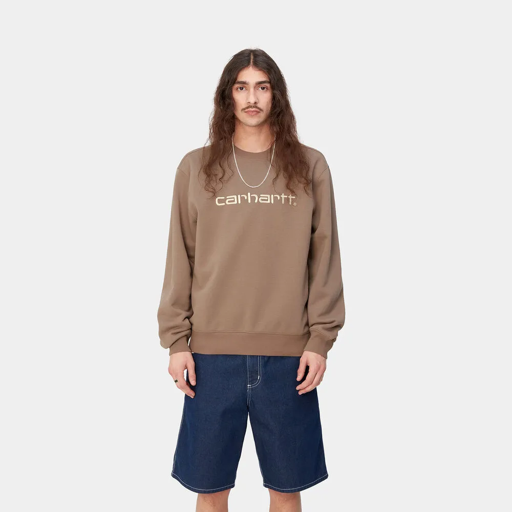 Sudadera Marrón Carhartt sin capucha Sweat Branch - Rattan S